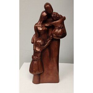 Handcrafted Bronze-Like Family of Four Sculpture With couple & two daughters